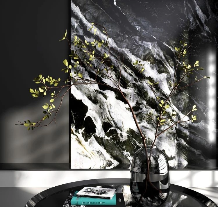 Black Marble with Cloud Veins Slab Wall Cladding